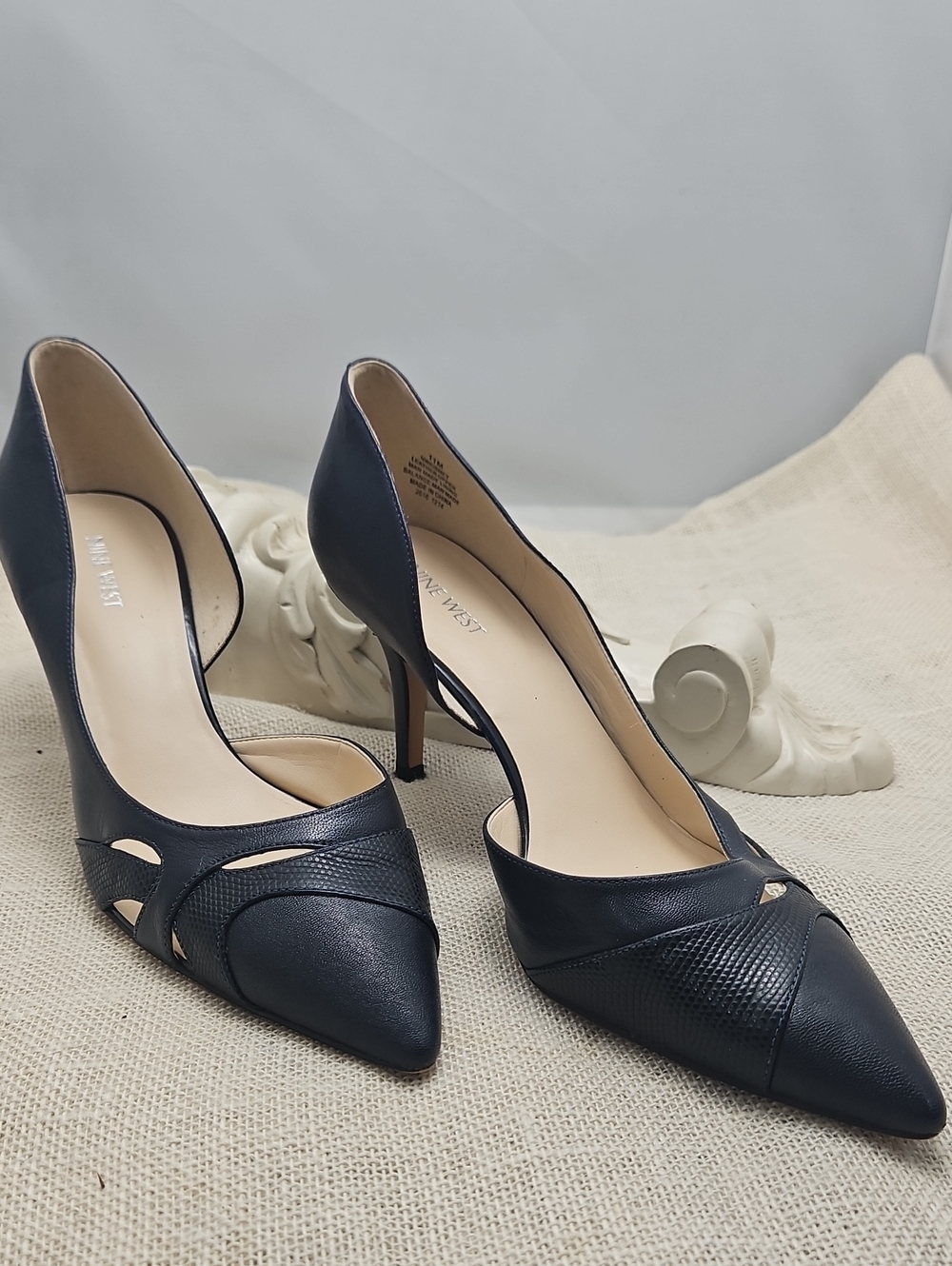 Nine West- Navy Blue D'Orsay Pointed-Toe Heels